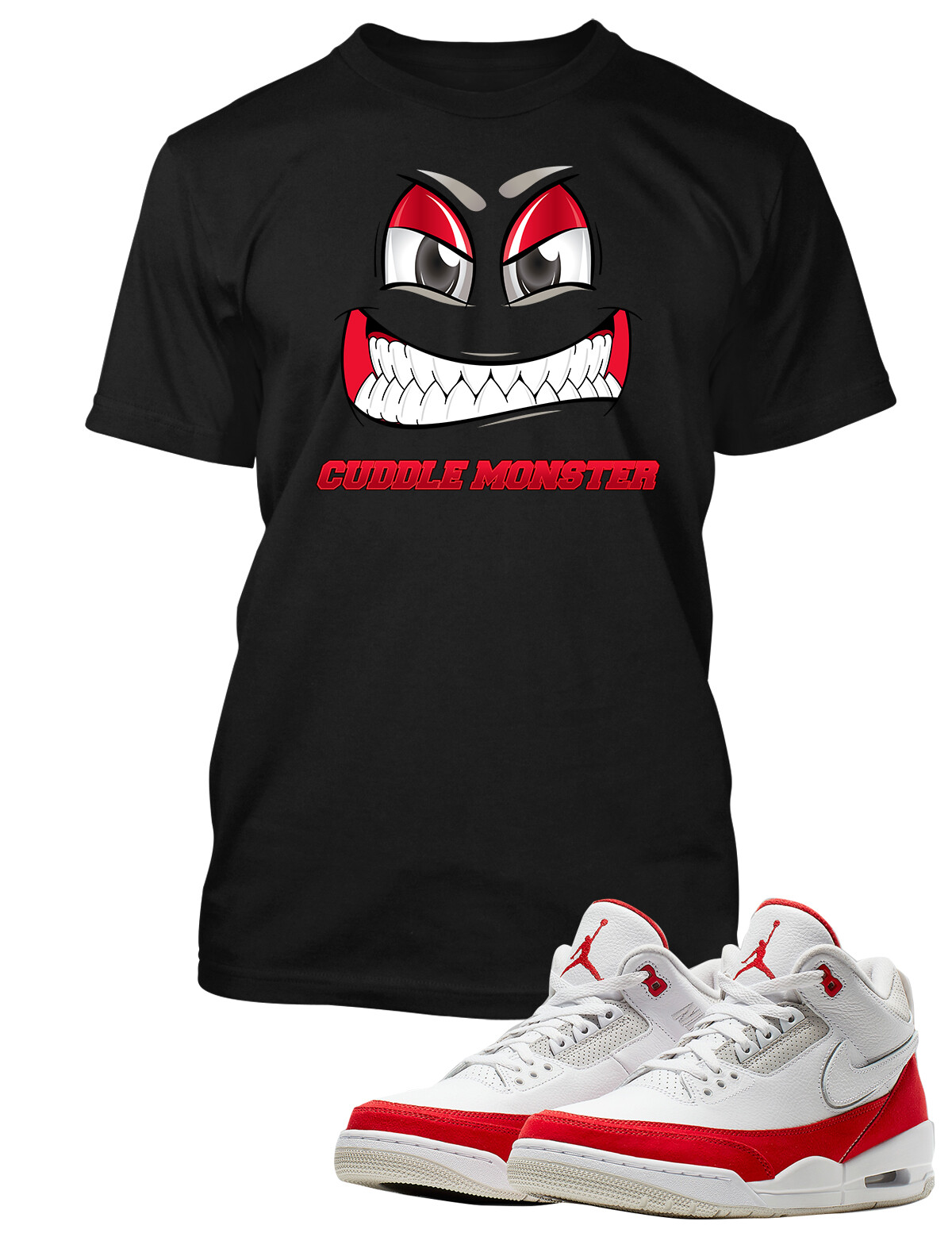 Graphic Sneaker Cuddle Monster Tee Shirt to Match J3 Tinker Shoe Face TShirt