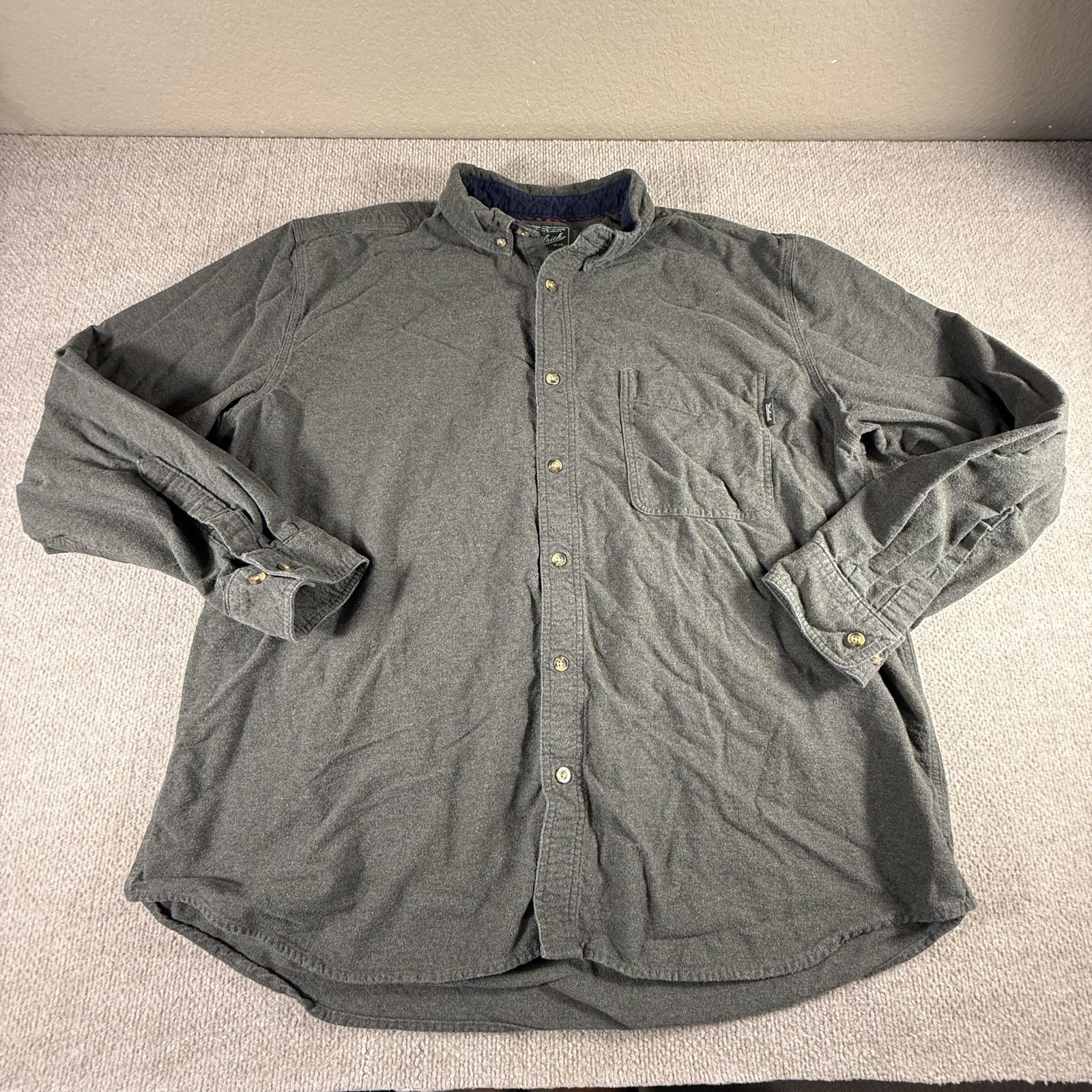 Woolrich Shirt Mens 2XL Gray Button Down Long Sleeve Pocket Classic Outdoor Work