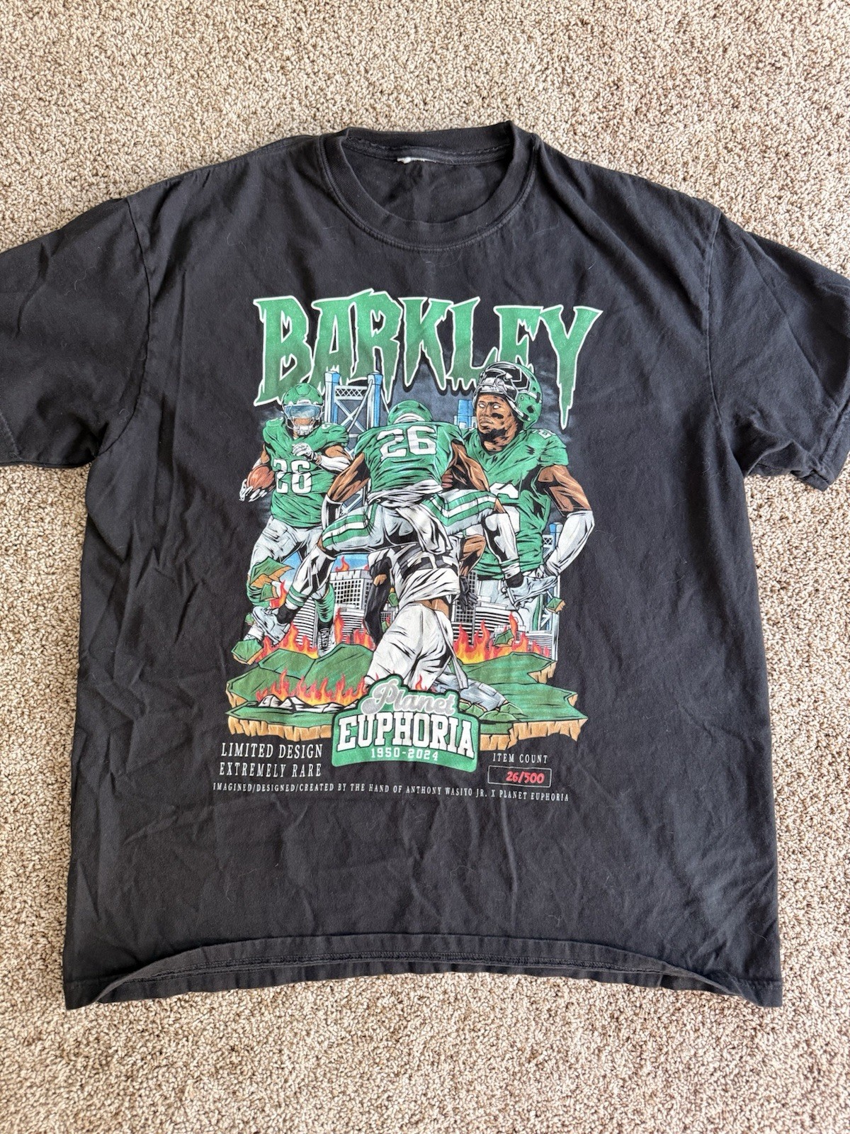 Philadelphia Eagles Saquon Barkley Planet Euphoria T Shirt Mens XL 26/500