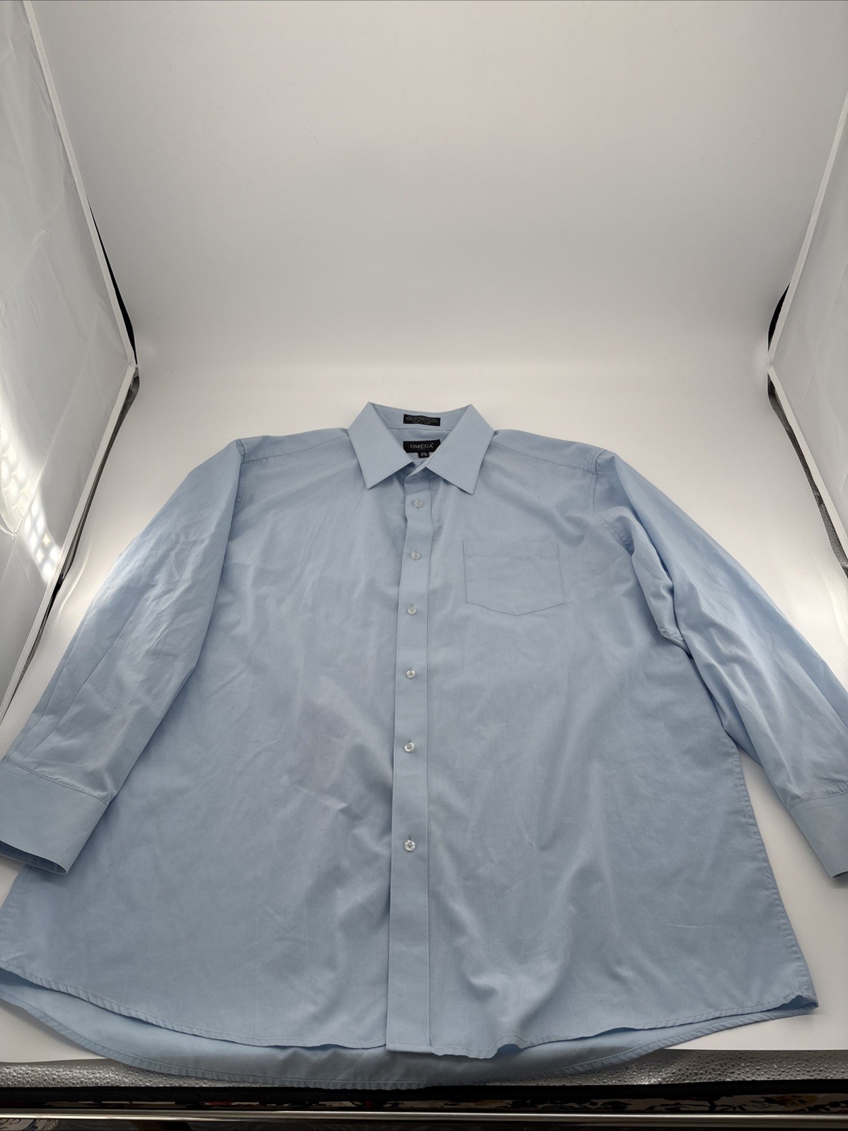 Omega Italy Blue Mens 2XL Dress Shirt Cotton Blend Business Casual Party Wedding