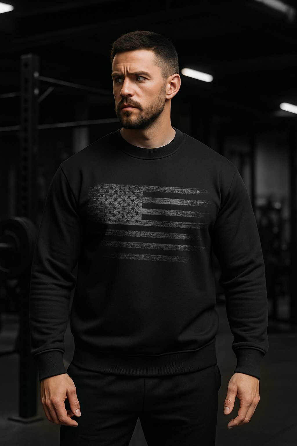Distressed American Flag Sweatshirt | Patriotic USA Crewneck | Unisex Fleece
