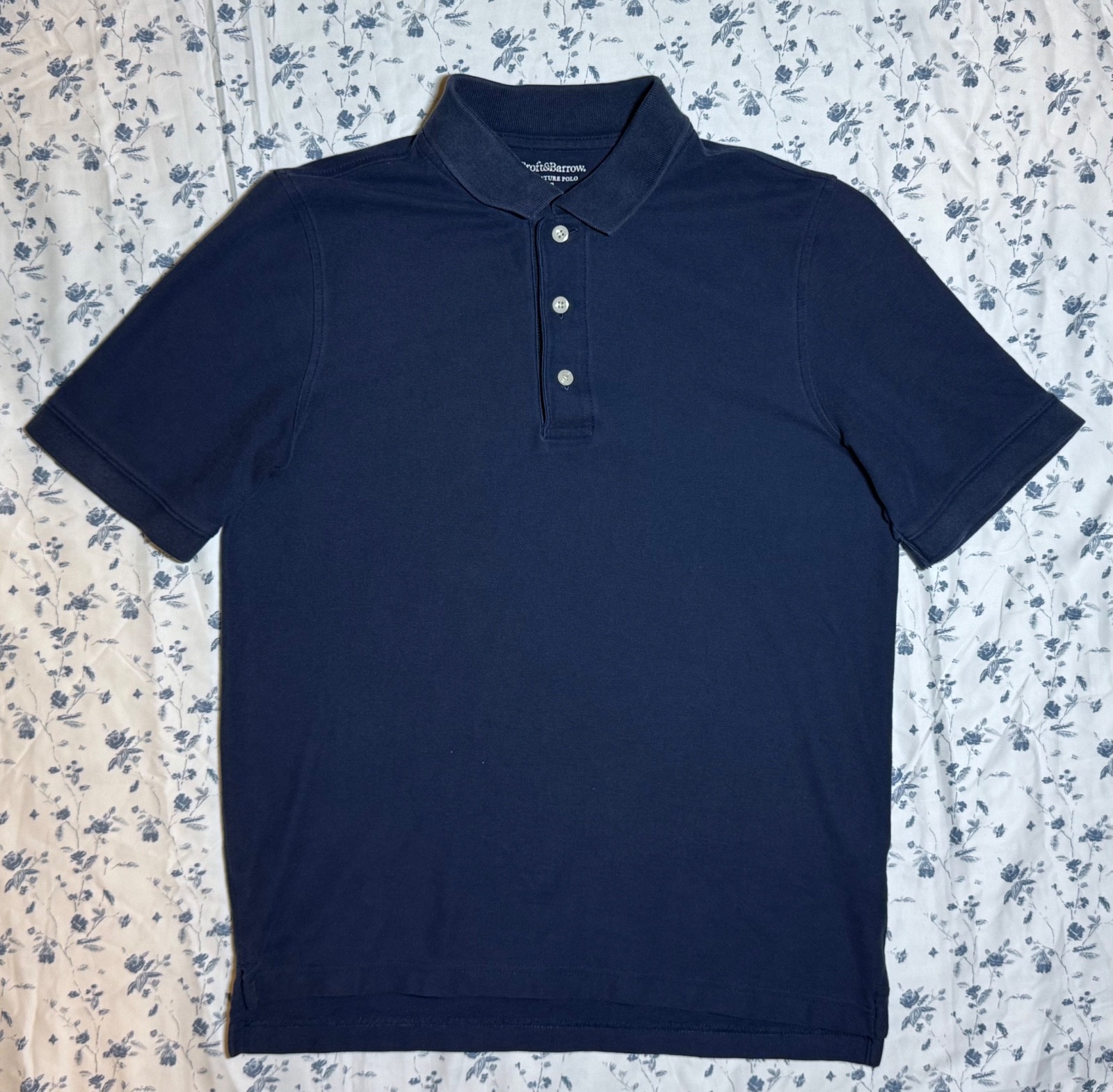 Croft & Barrow Super Soft Mens Small Three Button Polo T-Shirt Dark Navy