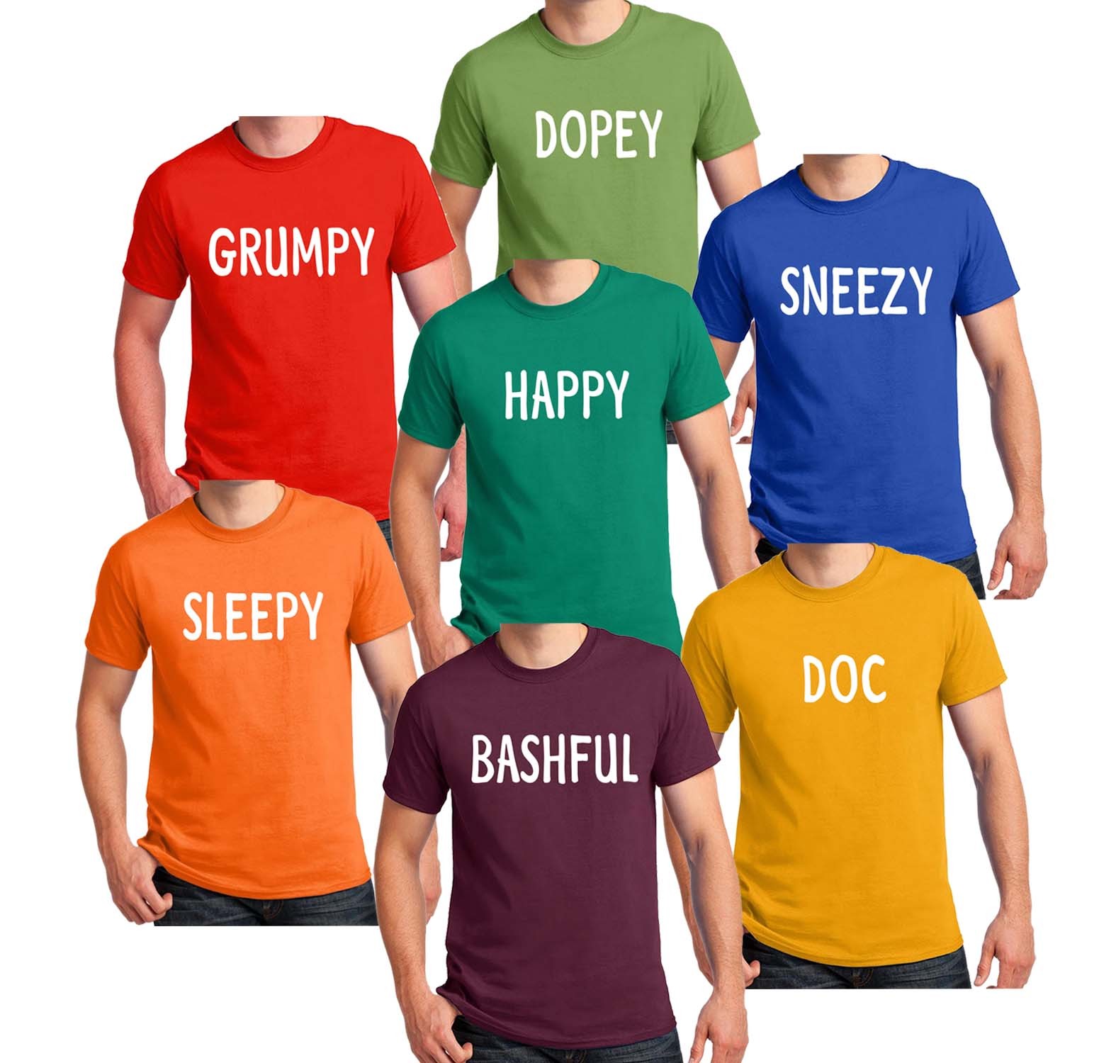 Disney 7 Dwarfs T-shirt Dwarf matching group family Halloween Costume Shirts