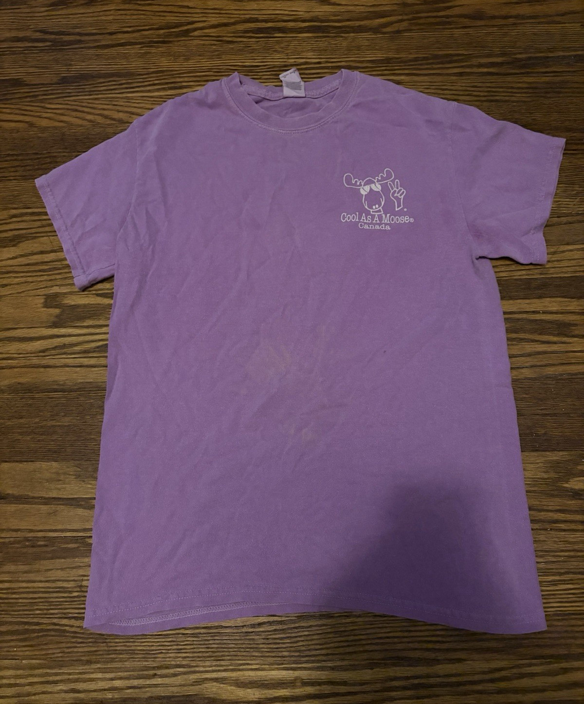 Gildan Ultra Cotton Purple Double-Sided Moose Graphic Crew Neck T-Shirt Size S