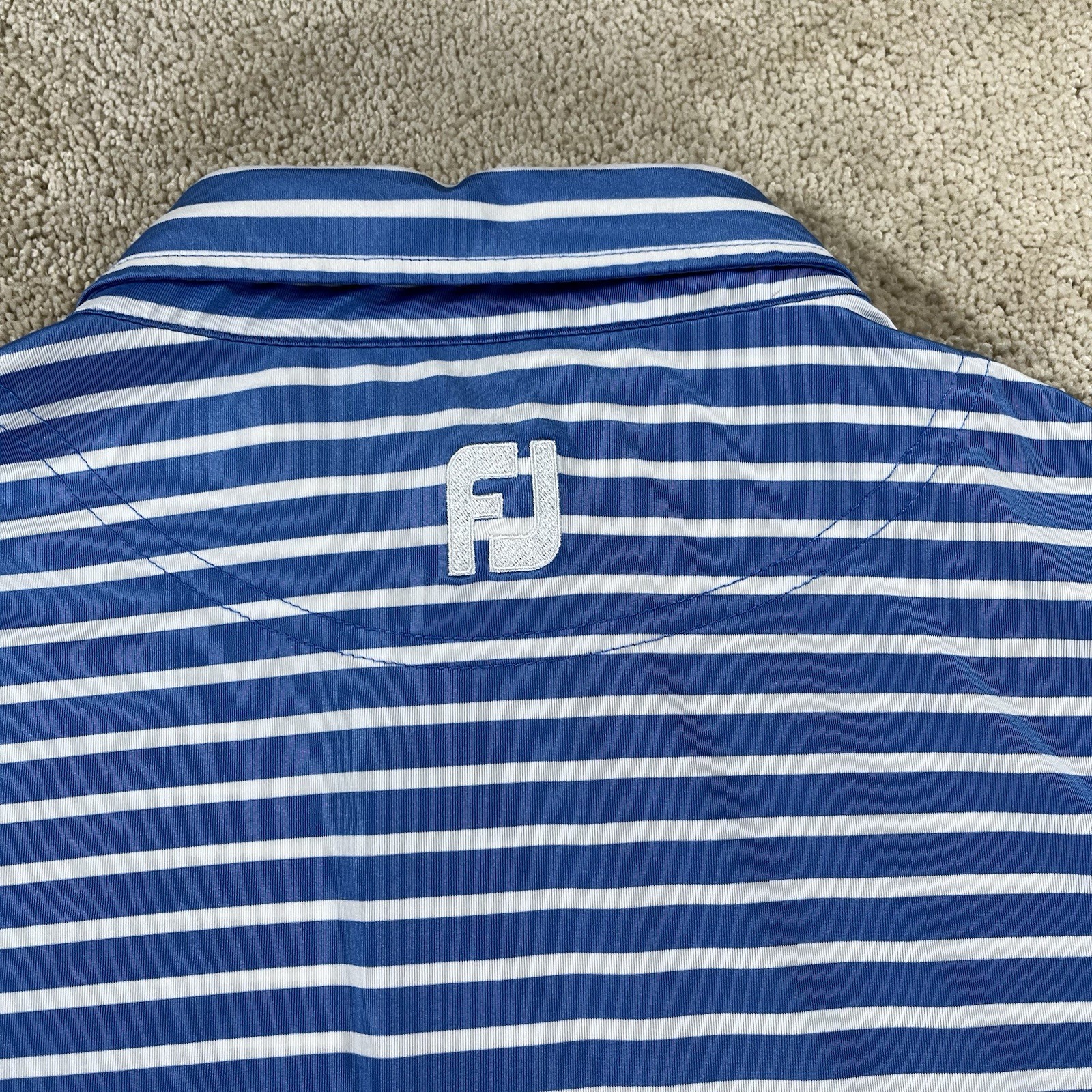 FJ Polo Shirt Men’s Large Footjoy Golf Blue Striped Greystone Country Club