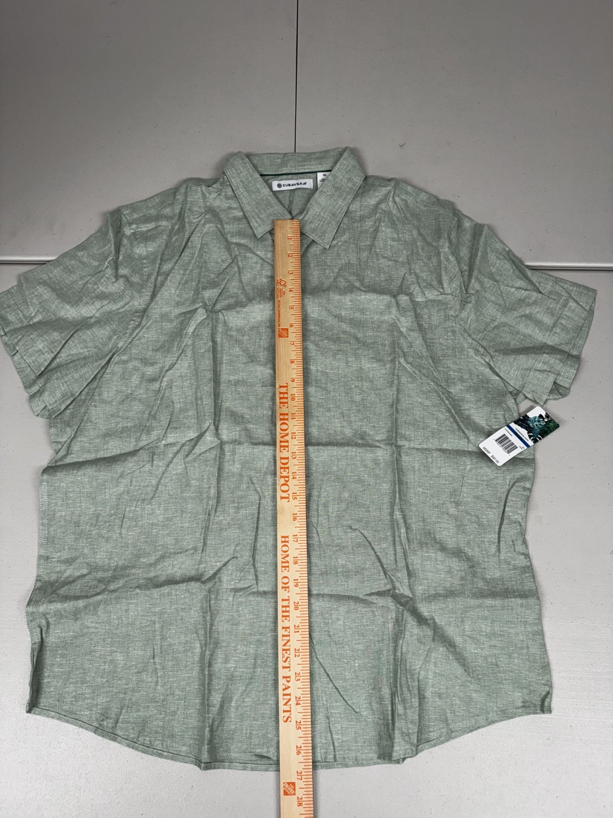 Cubavera Men’s Button Front Shirt Solid Green Linen Short Sleeve NWT Pick Size