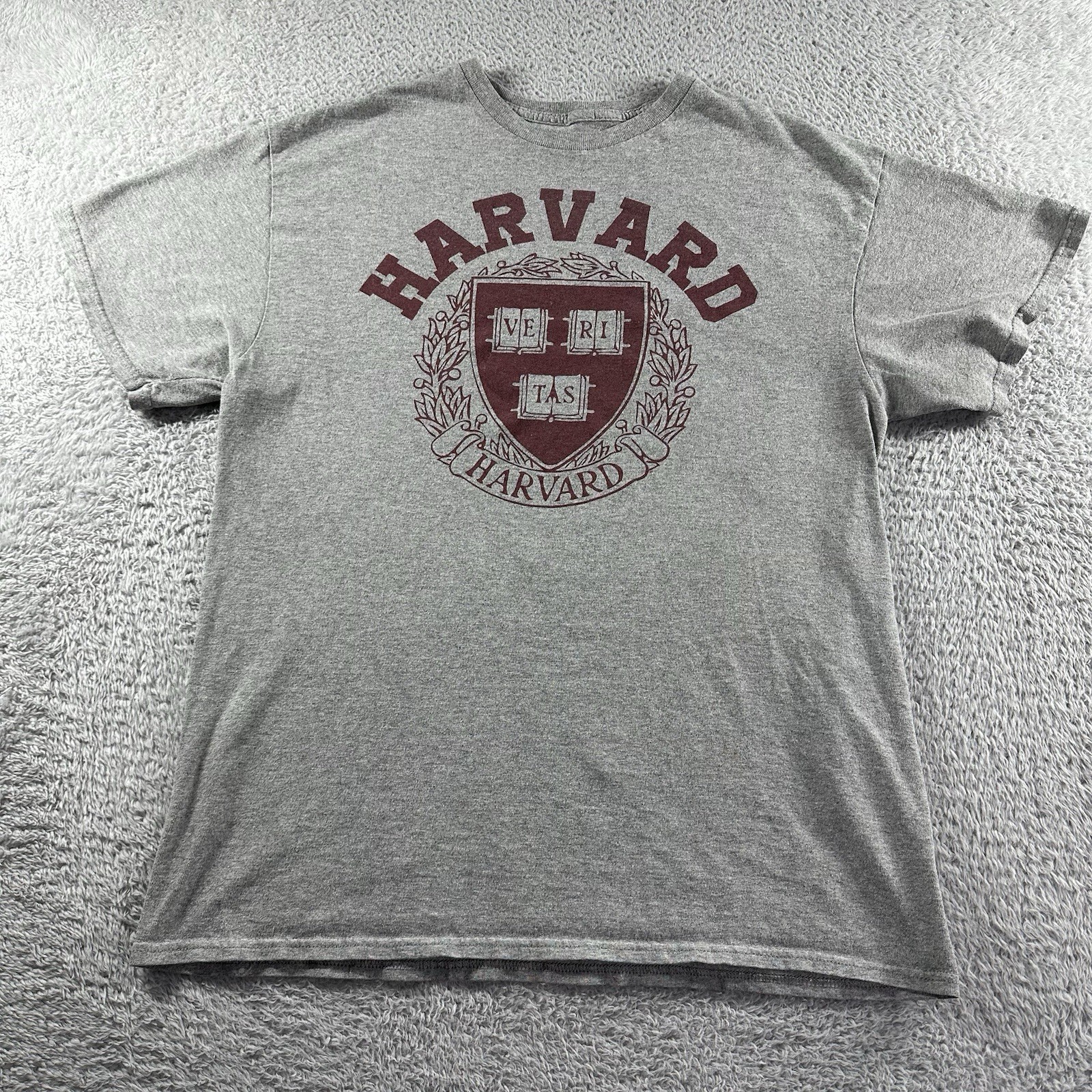 Harvard Shirt Mens Small Gray Spell Out Big Crest Ivy League College University