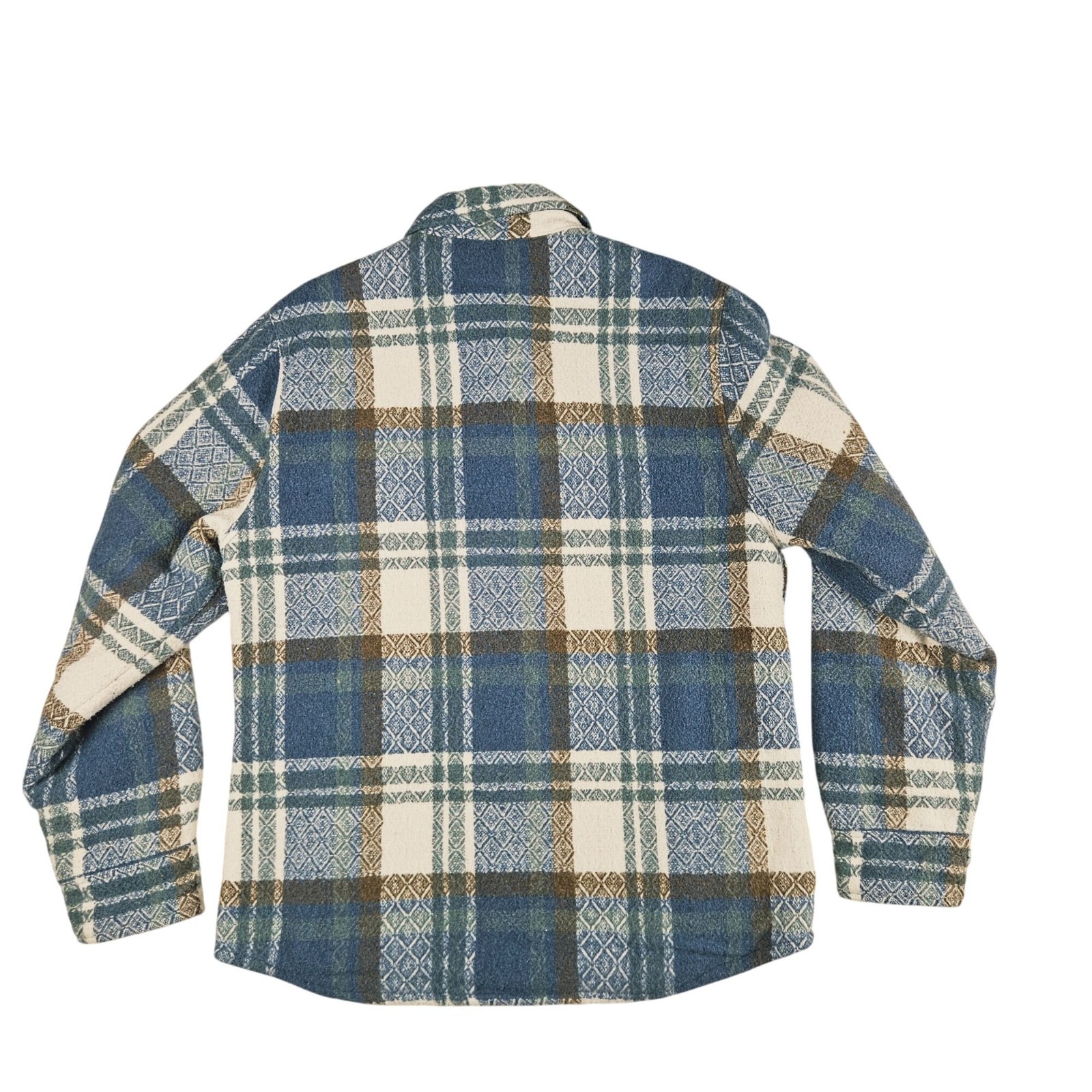 Lucky Brand Jacket Men Large Plaid Wool Blend Button Front Shirt Shacket Quitted