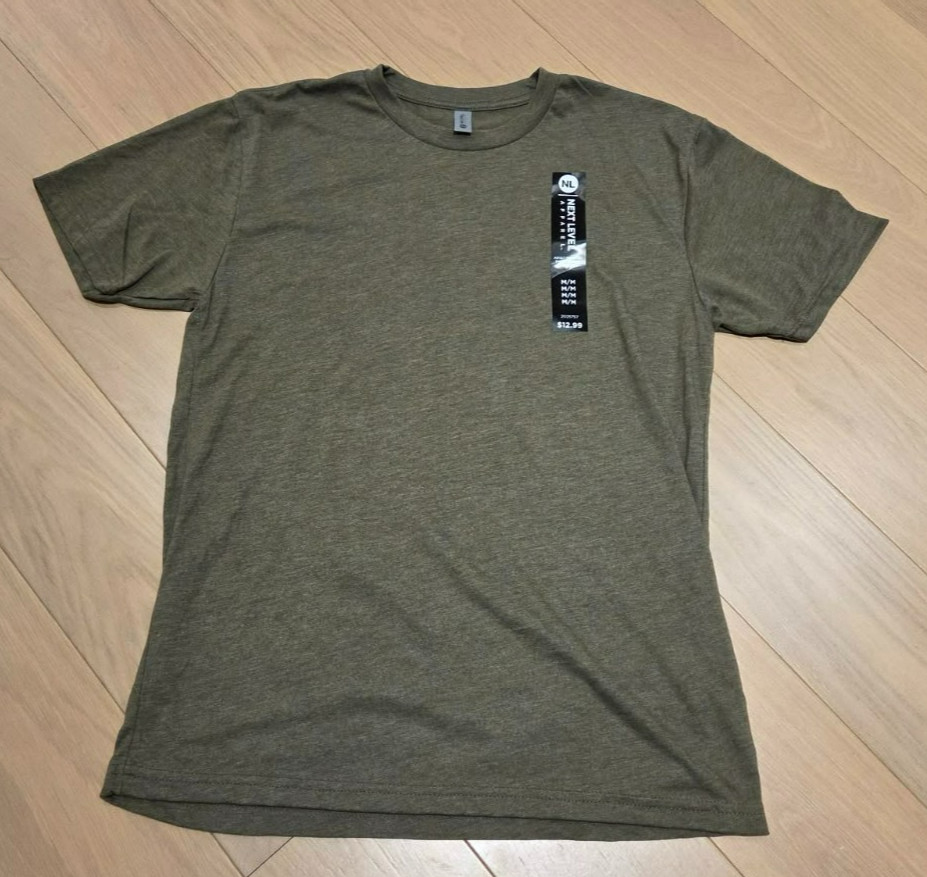 Next Level Apparel Adult Triblend Super Soft Plain Crew Tee – Army Green – MED