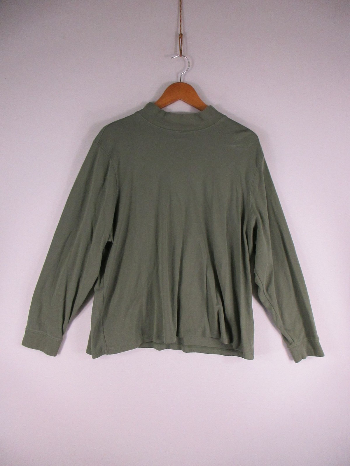 L.L.Bean Shirt Mens 3X Regular Olive Green Long Sleeve Mock Neck Pullover Top