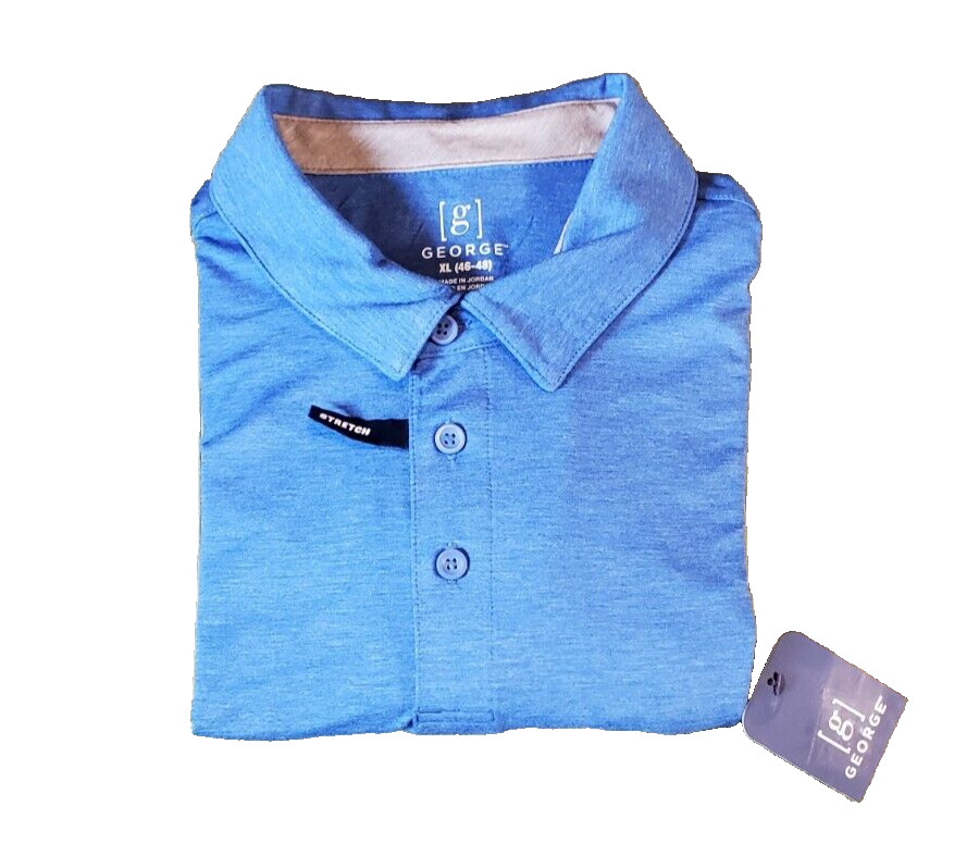 George Men’s Stretch Polo Short Sleeve Shirt Royal Blue Size XL (46-48)