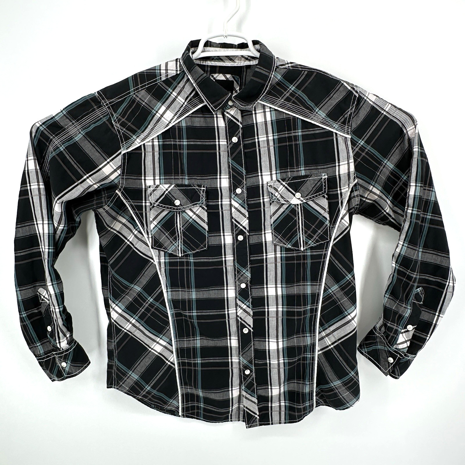 Various Artists Men’s L Pearl Button-up Western Cowboy Rodeo Ranch Shirt Black