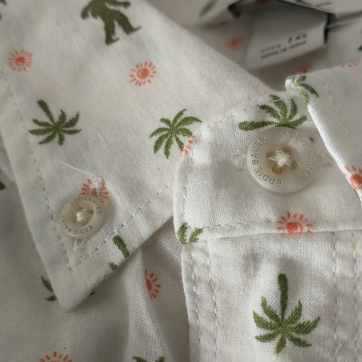 New Eddie Bauer Shirt Mens XLTall White Palm Tree Monkey NoveltyPrint ButtonDown