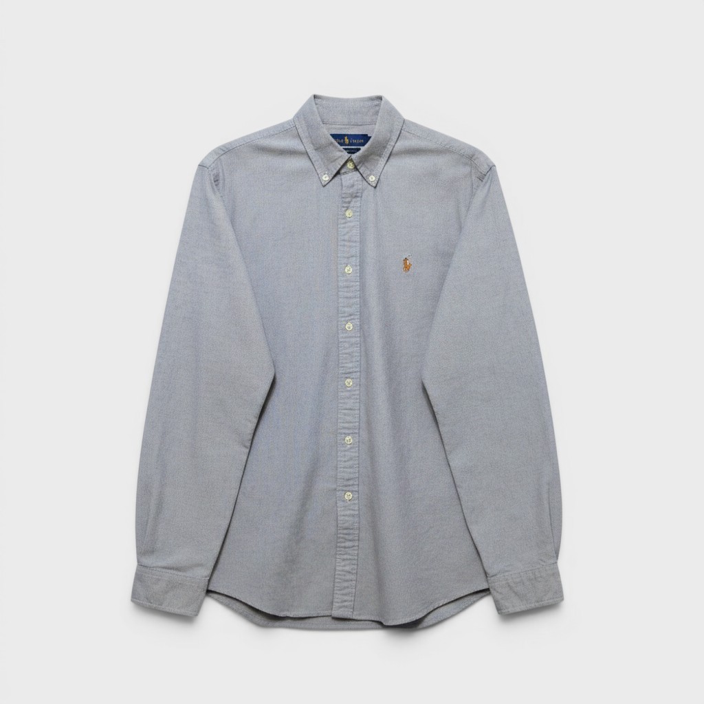Ralph Lauren Button Down Shirt Extra Large Slim Fit Gray Stretch Oxford
