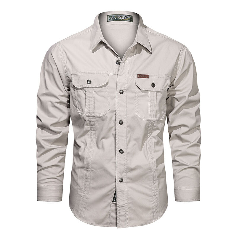 Mens Work Shirts Military Long Sleeves Air Force Army Cotton Casual Shirts Tops