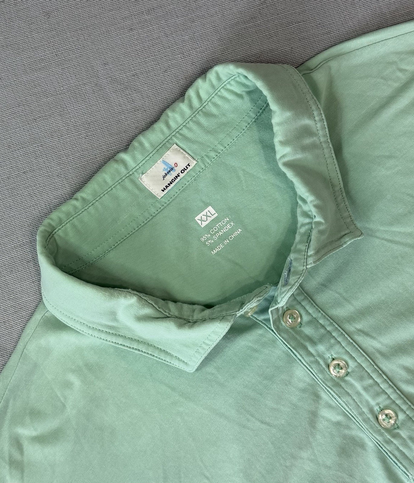 johnnie-O Hangin’ Out Men’s Polo Shirt XXL Green S/S Solid Stretch Pocket Logo