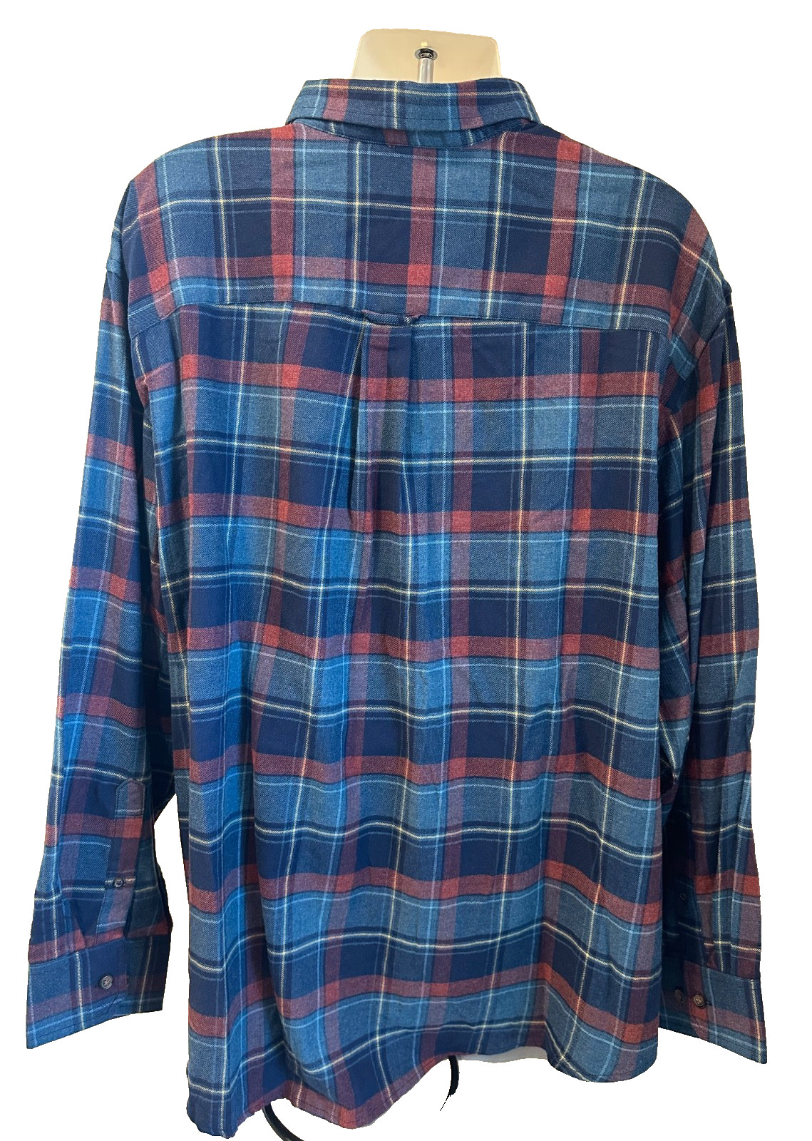 Izod Stratton Flannel L/S Button Front Shirt Blue Multi Plaid Size 3XLT,XXXLT