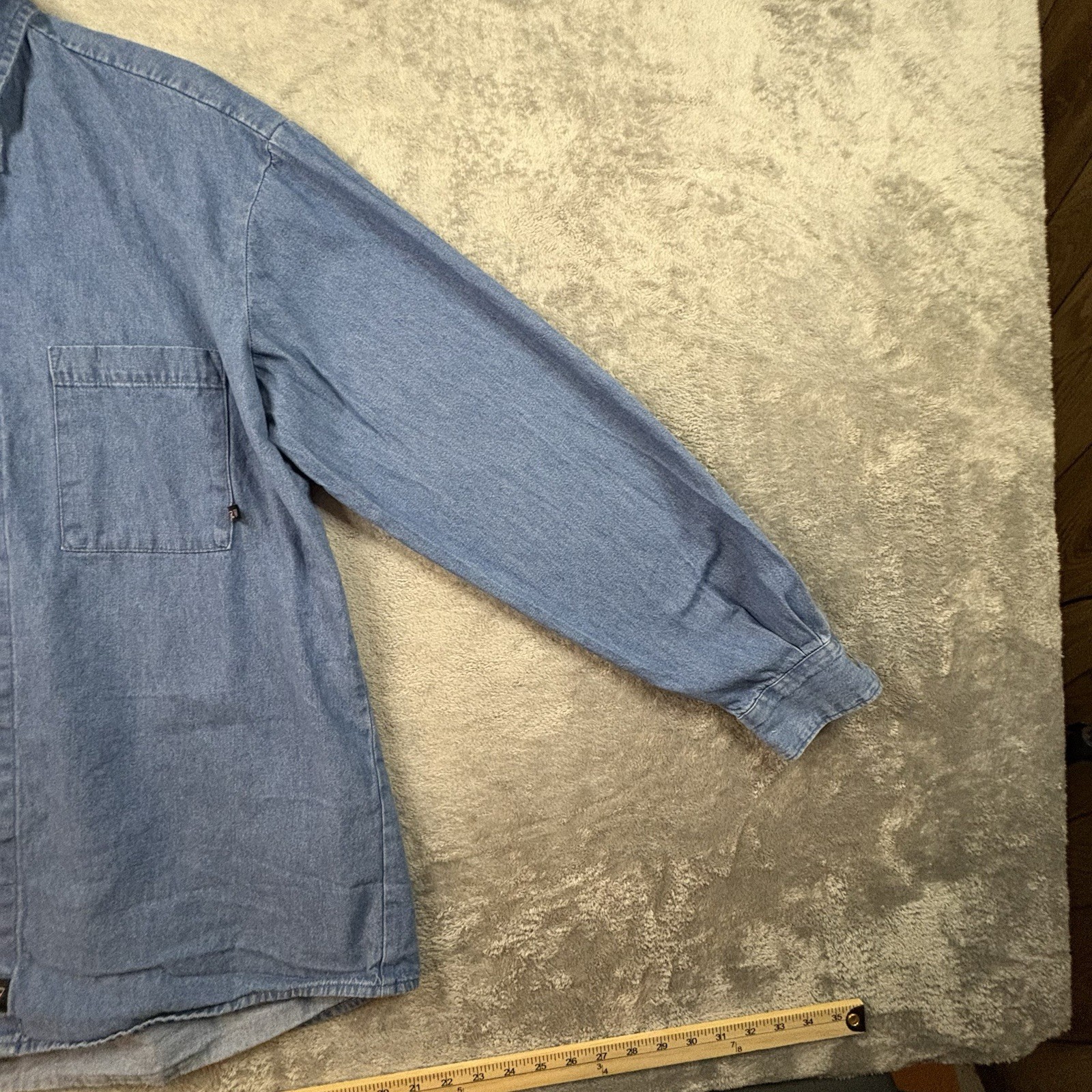 Dickies Men’s L Blue Denim Work Shirt Button Down SEE DESCRIPTION