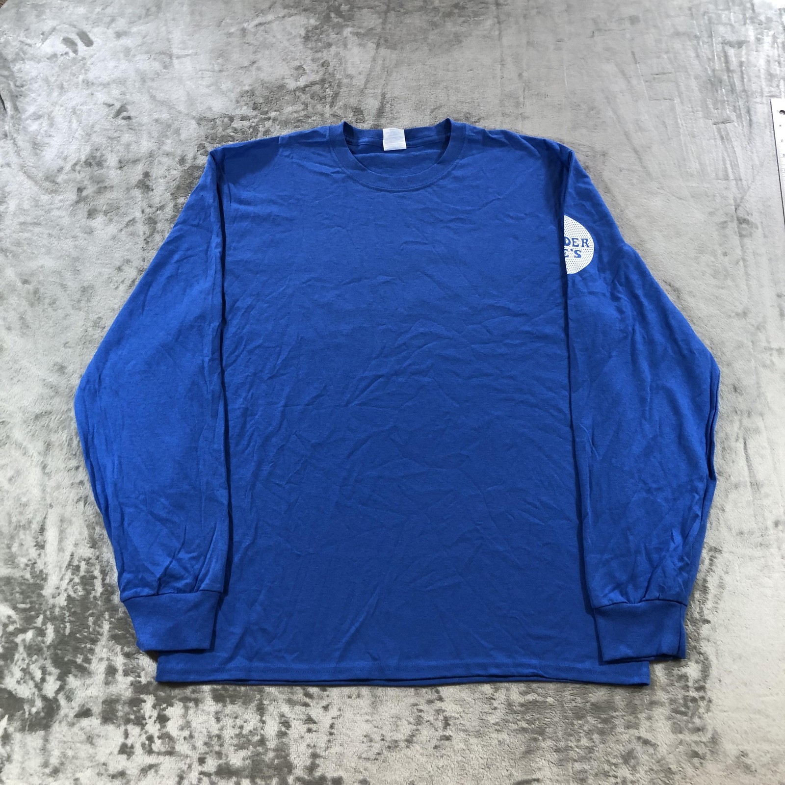 Trader Joe’s Shirt Mens Large Blue Long Sleeve Port & Company Cotton Graphic