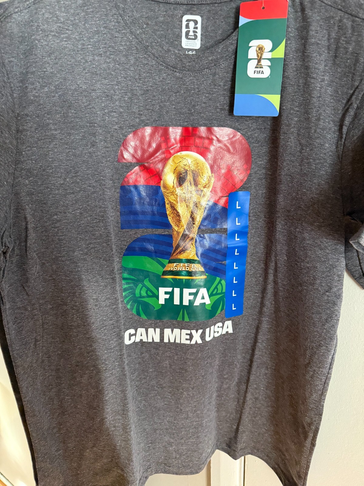 FIFA Official Licensed World Cup T Shirt L Dark Gray BRAND NEW WITH TAGS!!!!!!