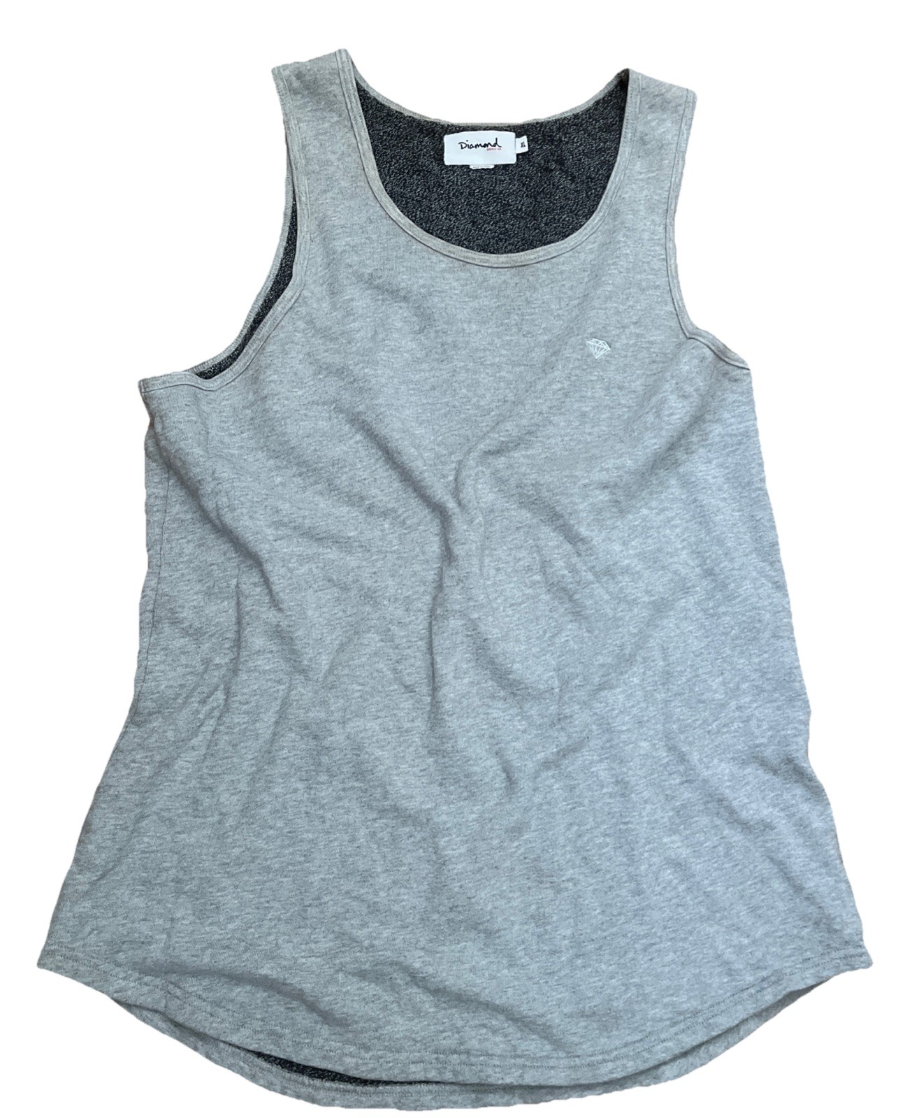 Diamond Supply Mens French Terry Tank Top Tee Shirt Sleeveless Logo Gray XL