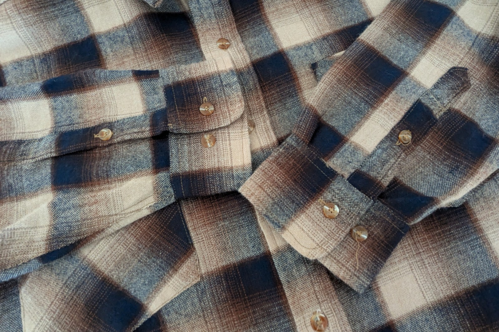 Allen Wickfield flannel shirt XL brown plaid wool blend machine washable