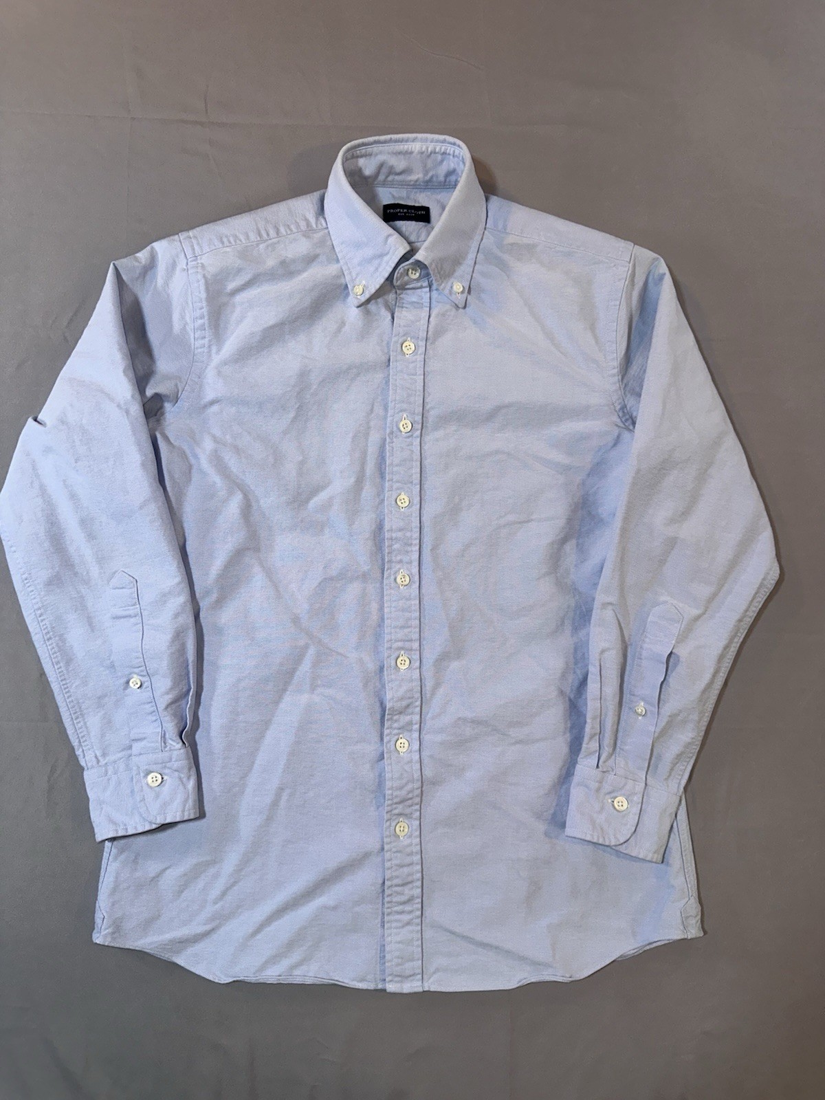 Proper Cloth Blue Solid Button Down Shirt Cotton, Medium, Preppy, Casual, Work