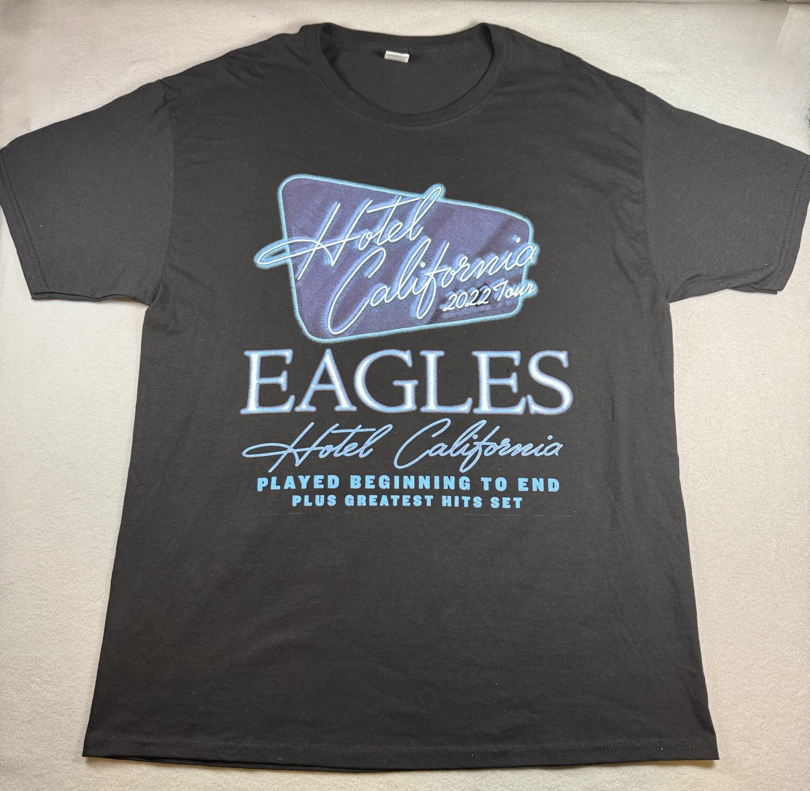 Eagles Hotel California 2022 Tour T-Shirt Mens L Black Double Sided Band Tee