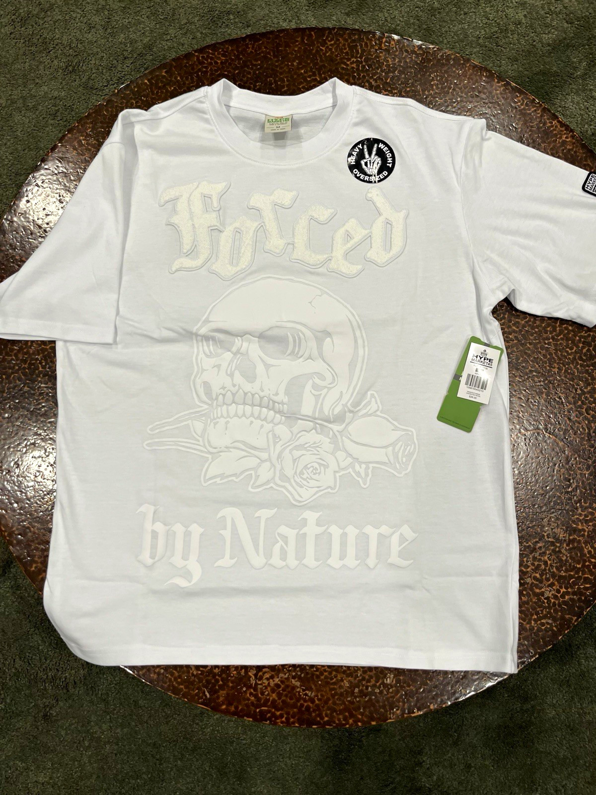 Hype Market45 Heavyweight Oversized Skull Graphic White Crew Neck Tee Size M