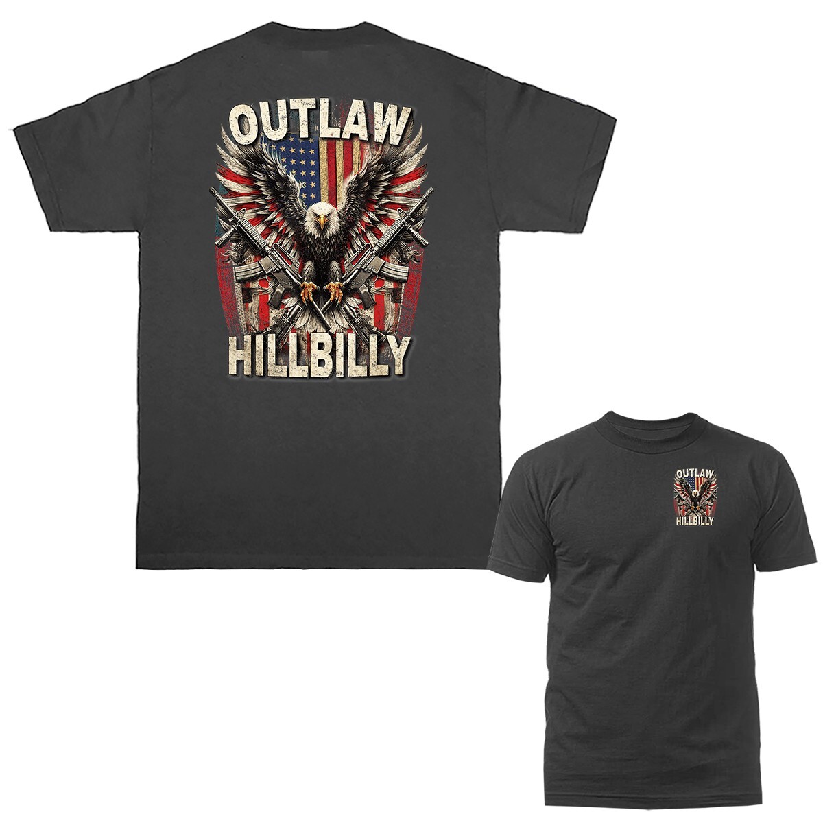 Outlaw Hillbilly 2nd Amendment American Pride Gun Patriotic Graphic T-shirt