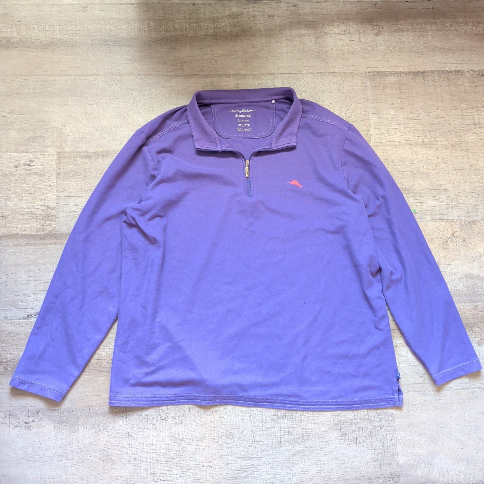 Tommy Bahama Men’s Purple 1/2 Zip Pullover Shirt Islandzone Supima Cotton Sz XXL