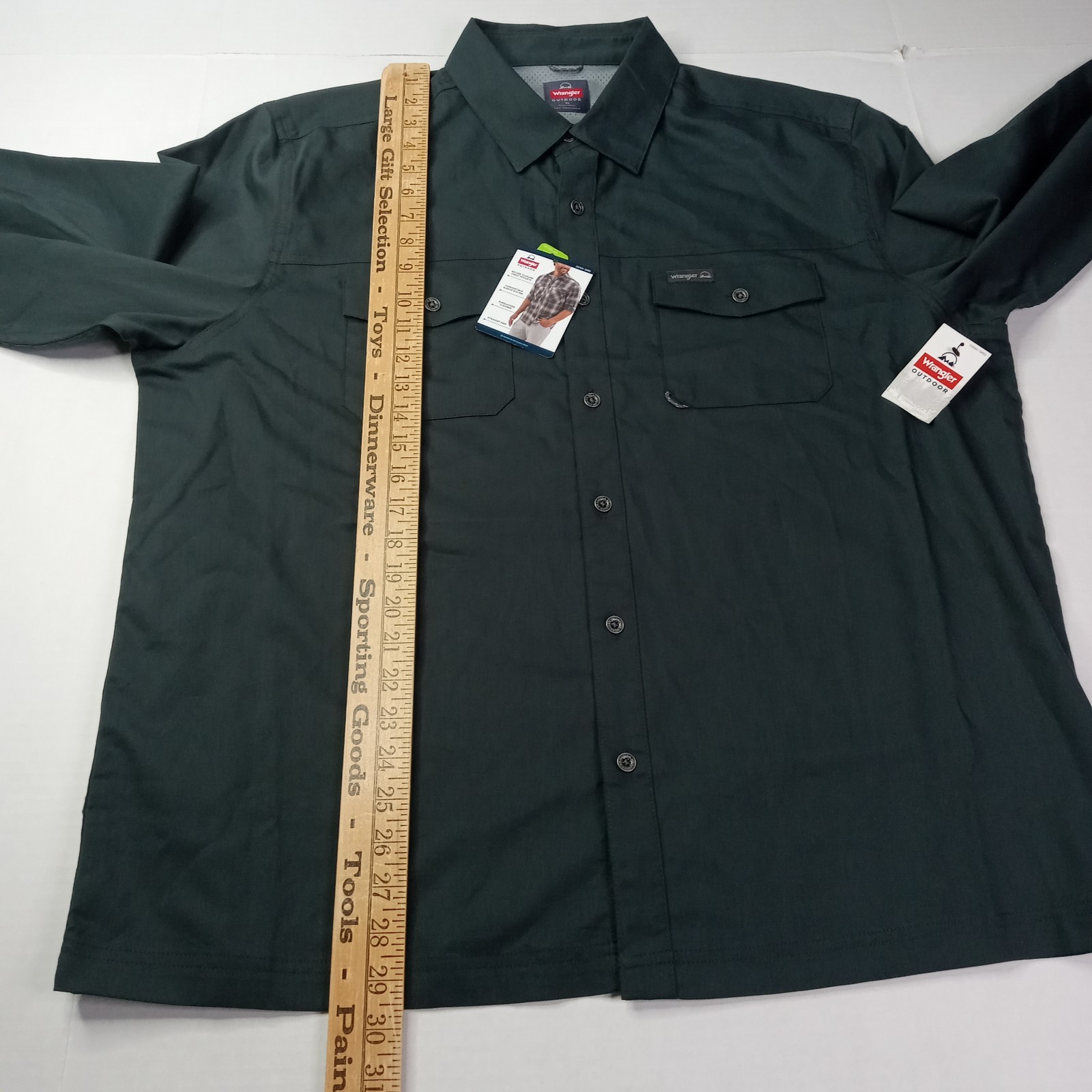 Wrangler All Season Stretch Shirt Men’s XL XLarge Gray Convertible Sleeves UPF