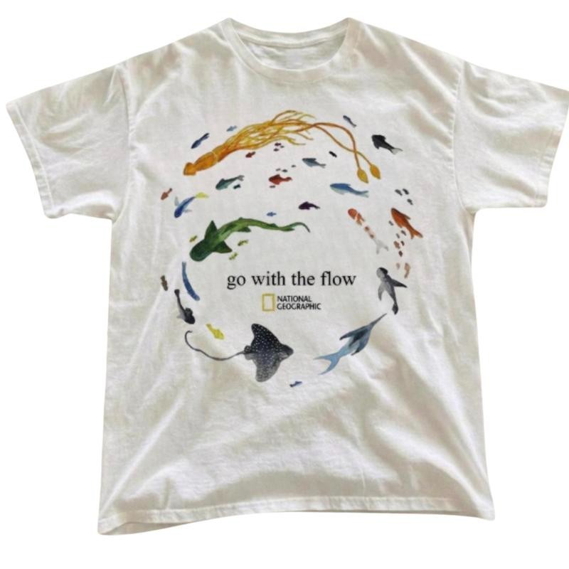 Marine Animals ‘Go With The Flow’ T-Shirt, Ocean Shirt, Animal Tee, Gifts Shirt,