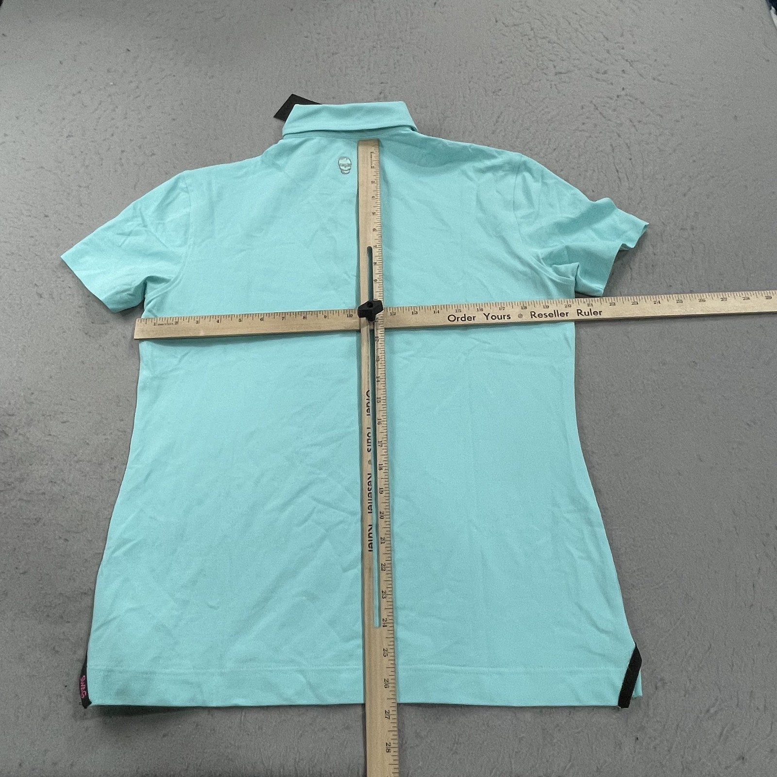 Swag Golf Polo Shirt Mens Small Blue Green Skull Logo Performance Stretch NWT