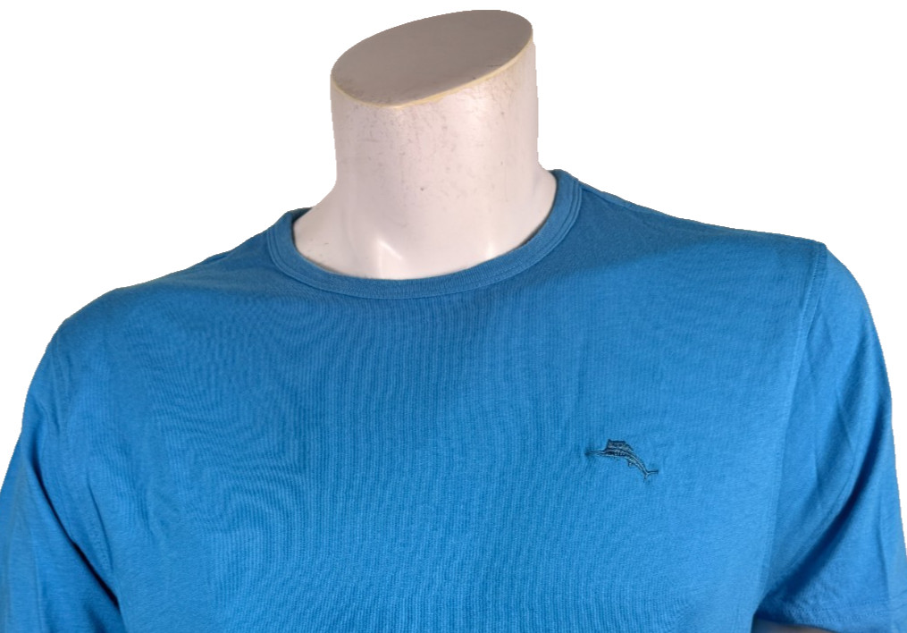 Tommy Bahama Short Sleeve Teal Blue Cotton T-shirt Medium Soft Feel Loose Fit