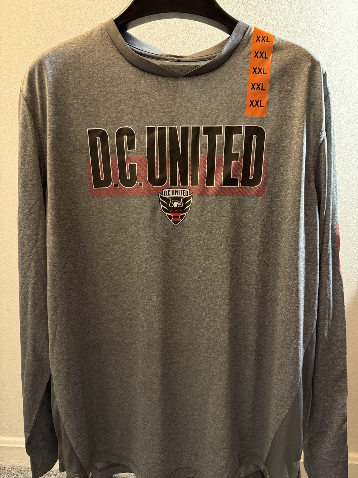 NWT DC United MLS Soccer Long Sleeve Mens Gray T Shirt Size Xxl