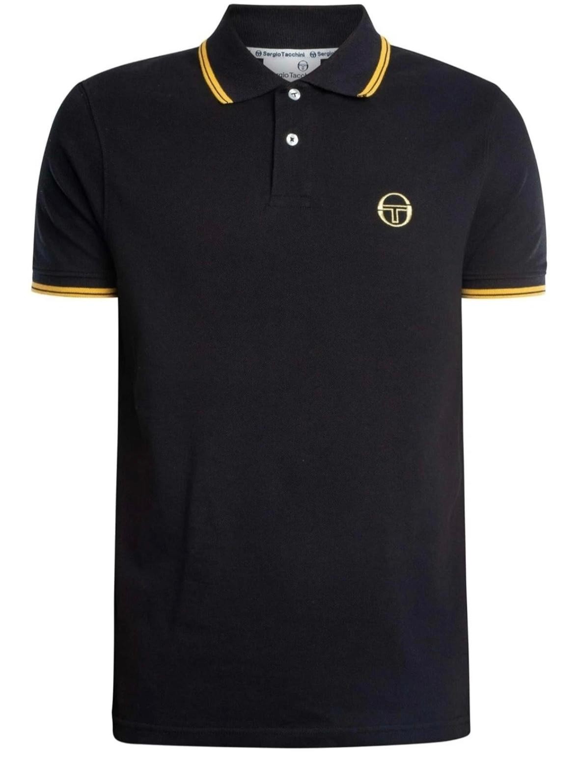 Sergio Tacchini Men’s Retro Tipped Polo Shirt Cotton Collared Top New XS – 4XL