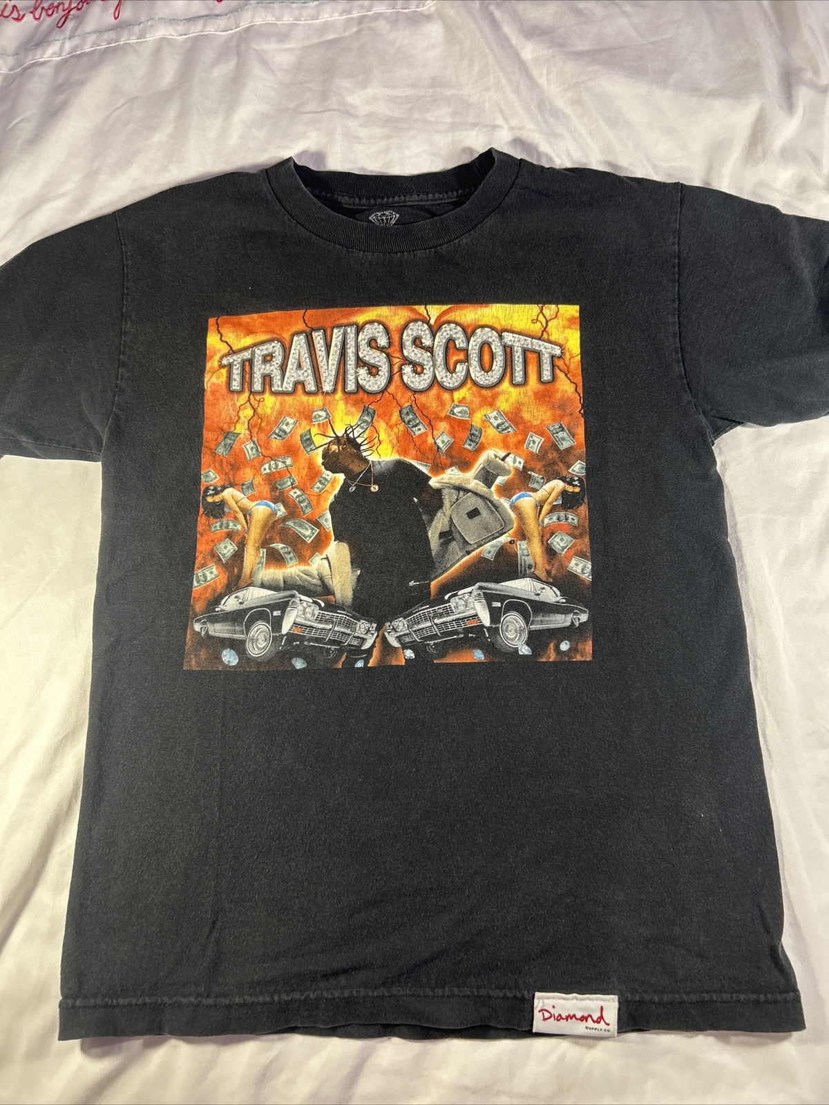 Travis Scott Diamond Supply Co. Collab Small Tshirt Black Colorful Solid Graphic