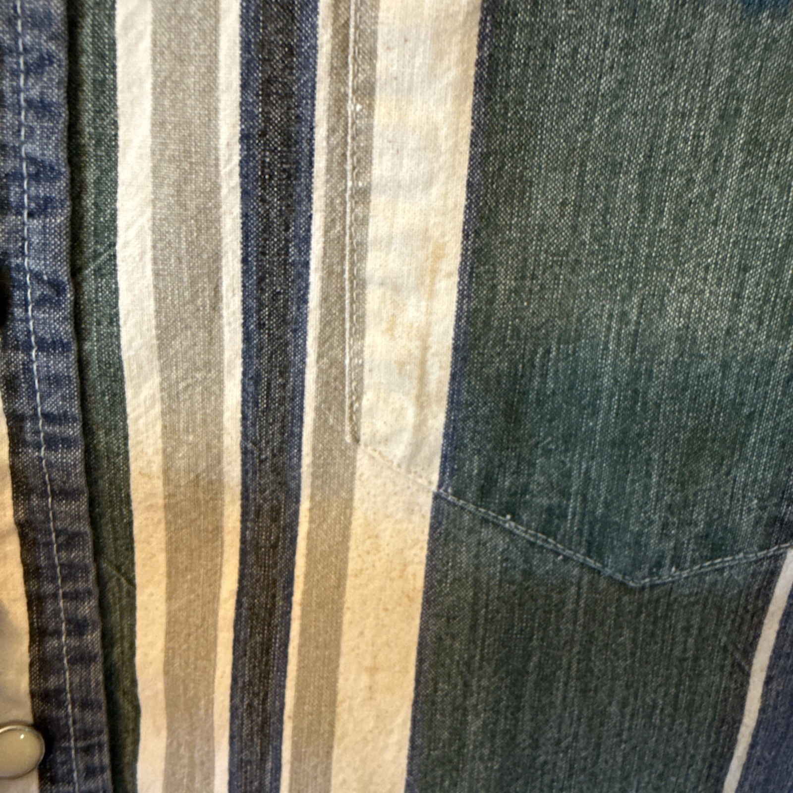 VTG Wrangler Western Brushpopper Striped Shirt Men’s 2XL Pearl Snaps SS *Read
