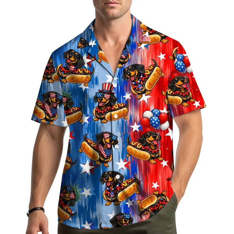 Funny Hotdog Dachshund Hawaiian Shirt For Men Women Youth, Funny Hot Dog Dog Pat