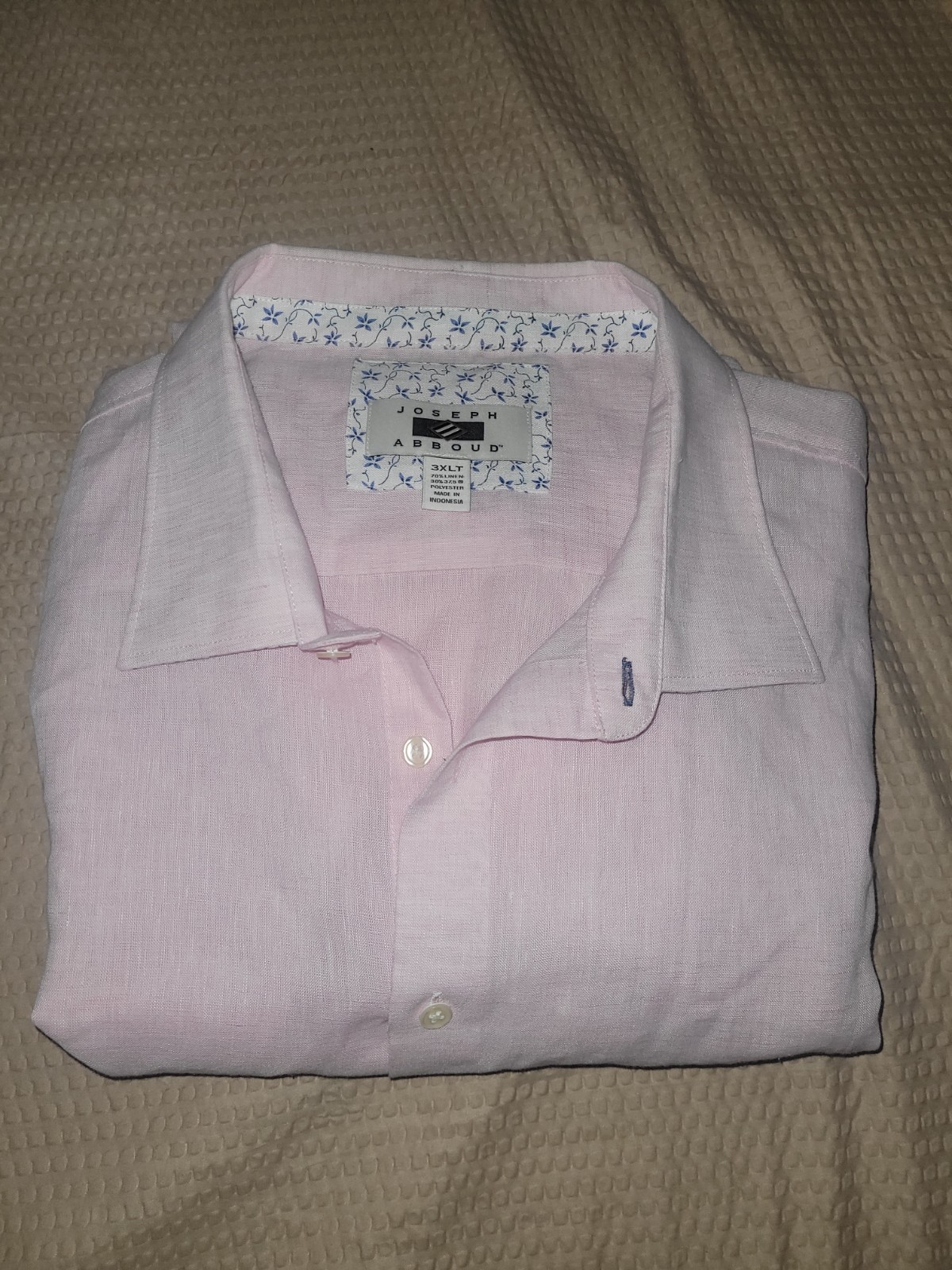 Joseph Abboud Men’s 3XLT Pink Linen Blend Long Sleeve Dress Shirt Solid