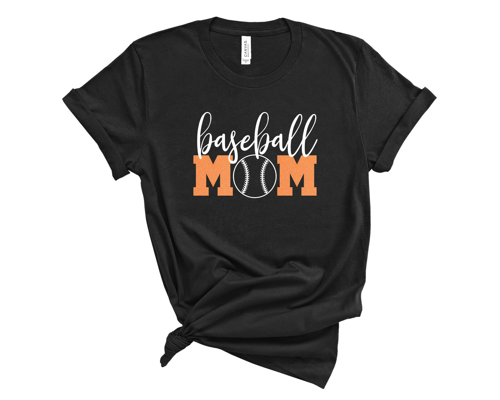 Personalized Baseball Mom Glitter T-Shirt Custom Baseball Mom Sports Tee