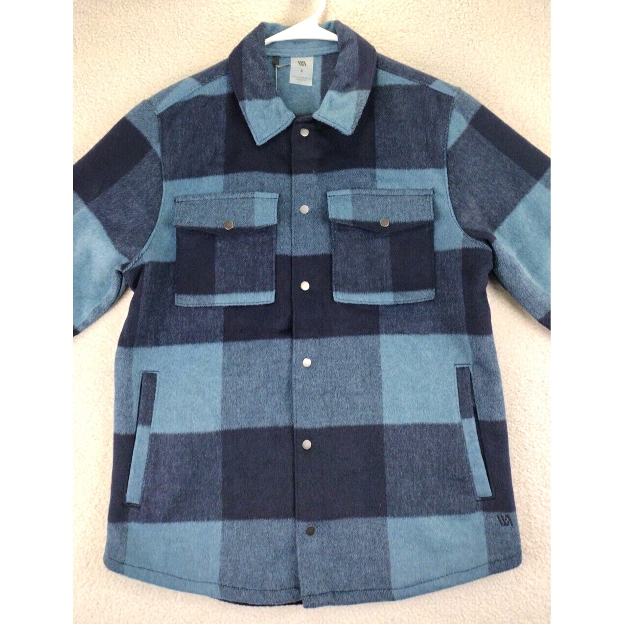 VRST Men’s Plaid Flannel Shirt Jacket Blue Navy Long Sleeve Snap Front NWT