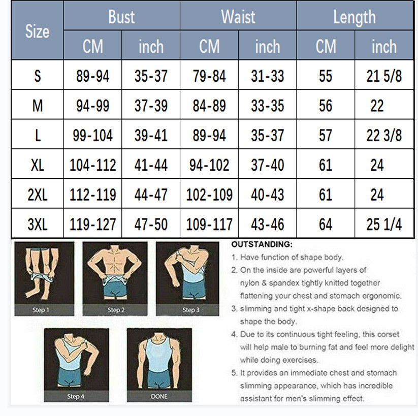 Men Slimming Body Shaper Shirt Belly Tummy Control Vest Compression Tank Top Gym