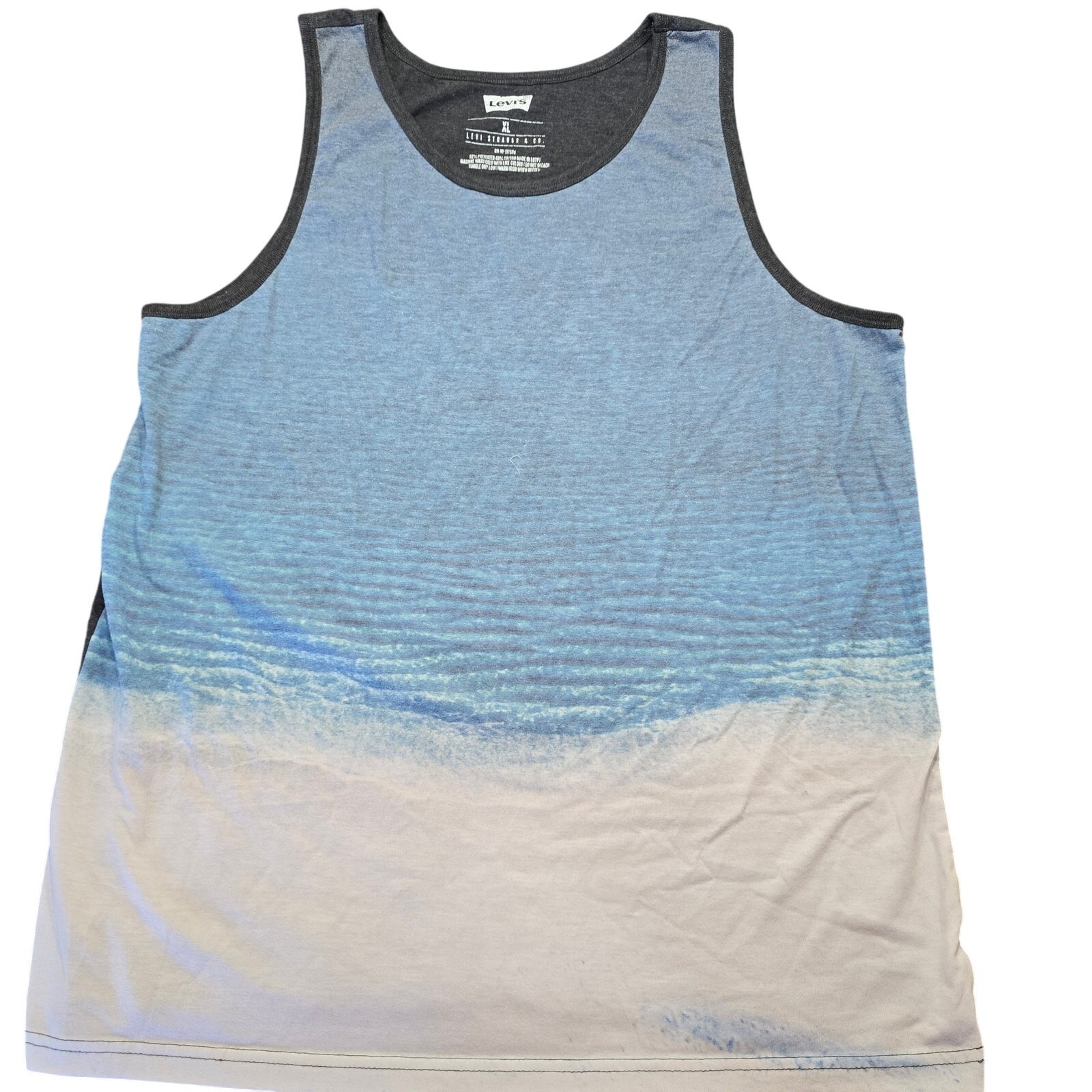 Levi Strauss Blue Gray Tank Classic Scoop Neck Sleeveless Logo Men’s Size XL Top