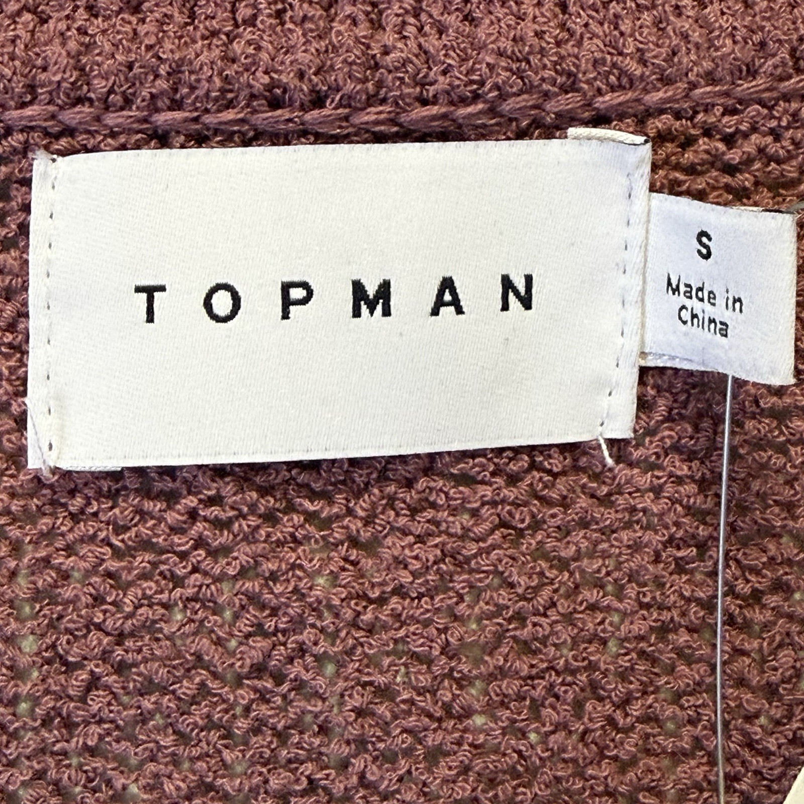 Topman Knit Shirt Mens Small Purple Abstract Camp Collar Button Front NWT