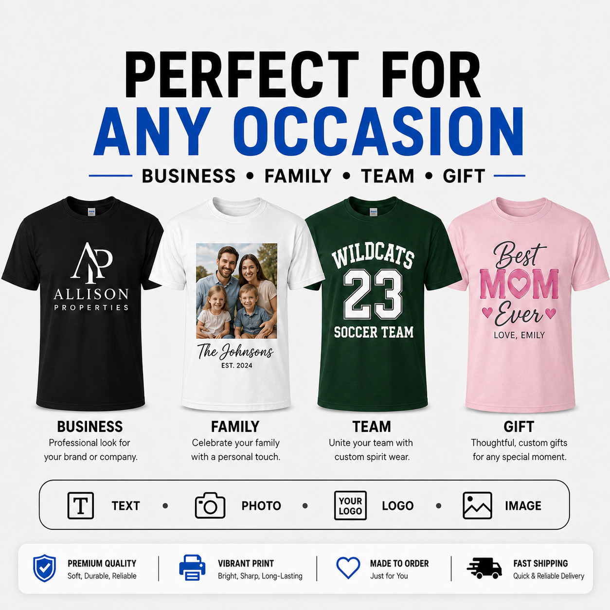 Custom T Shirts Personalized Text Logo Pack Men’s Tee S-XL Lot Printed USA