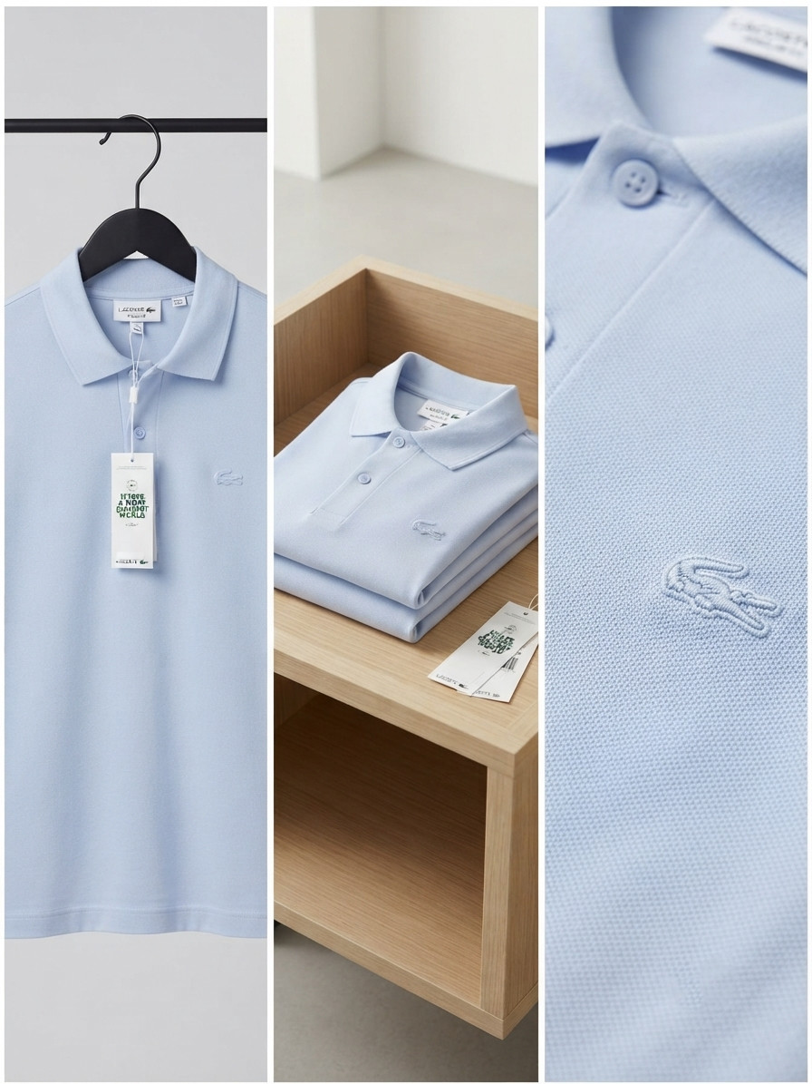 Lacoste Sport Men’s Regular Fit Printed Polo Shirt size M light blue