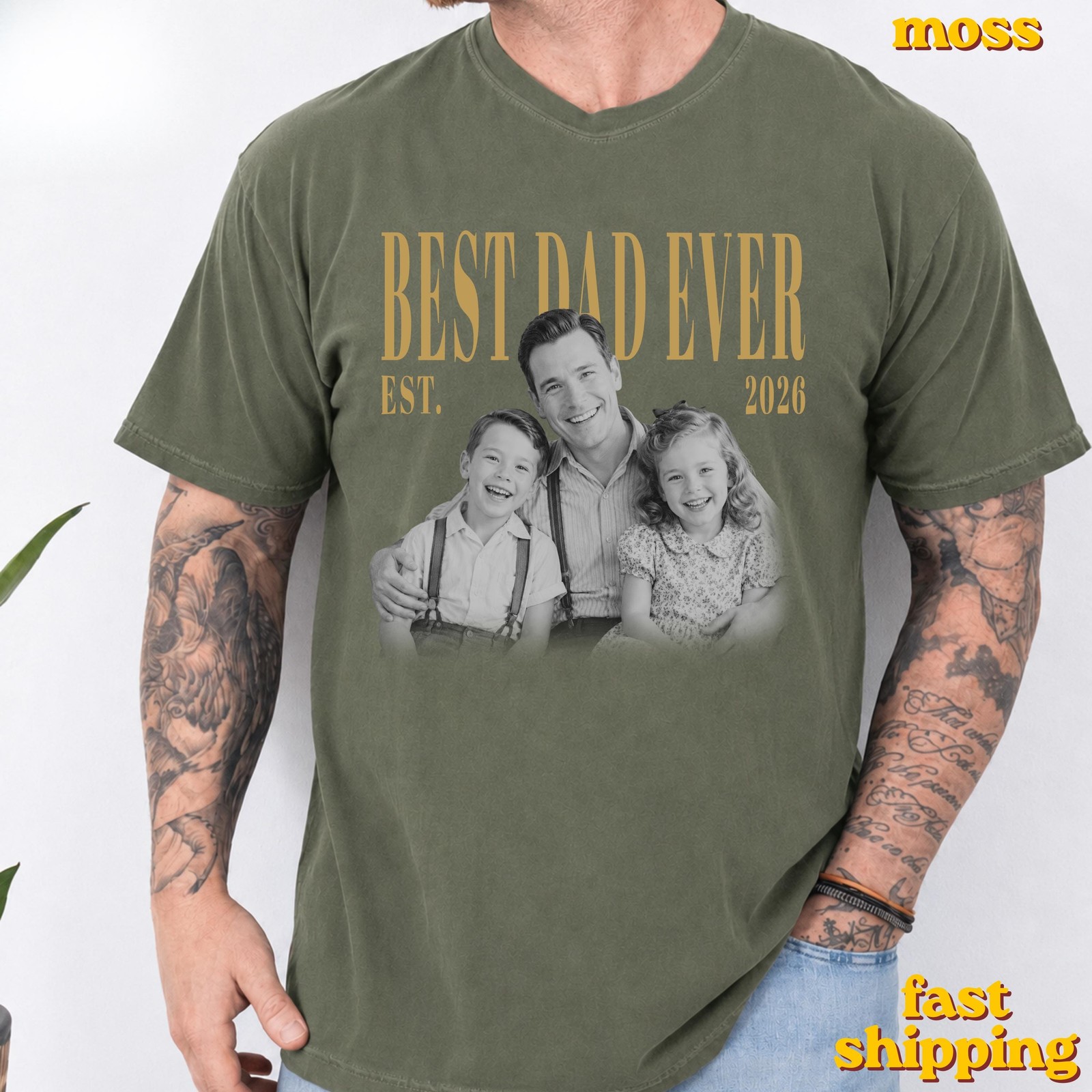 Custom Dad Photo Shirt Personalized Vintage Fathers Day Gift Tee