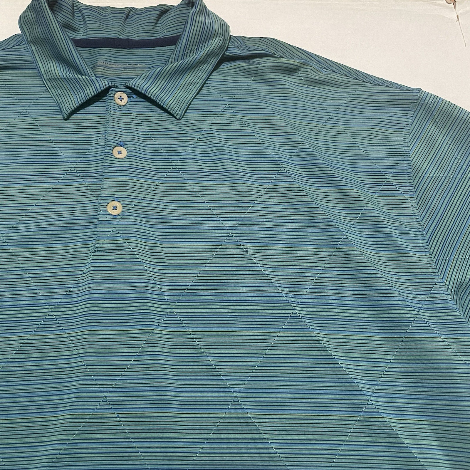Nike Mens Golf Polo Shirts Size XXL 2XL Teal Stripes Classic Outdoor